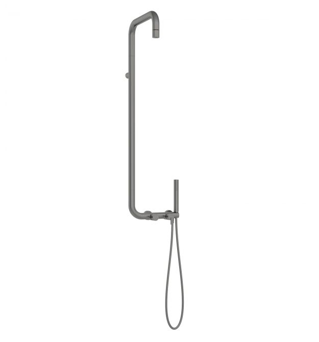 Deante Душевая система Silia со смесителем для душа, душ - верхний душ, лейка, крепеж - на стойке, титан