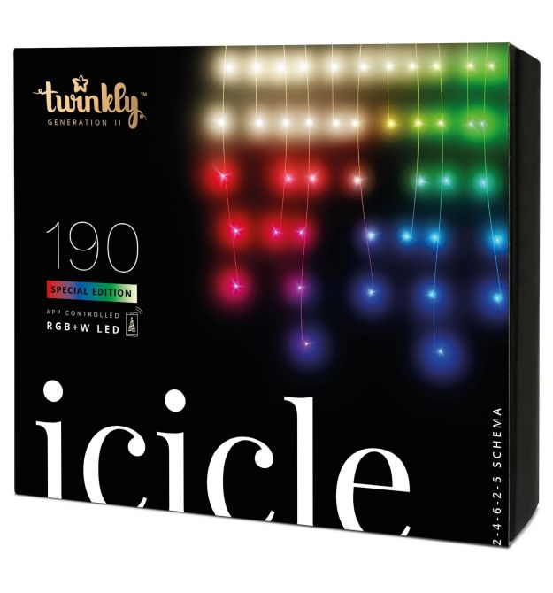 Twinkly Smart LED Гирлянда Twinkly Icicle RGBW 190, Gen II, IP44, длина 5м, кабель прозрачный