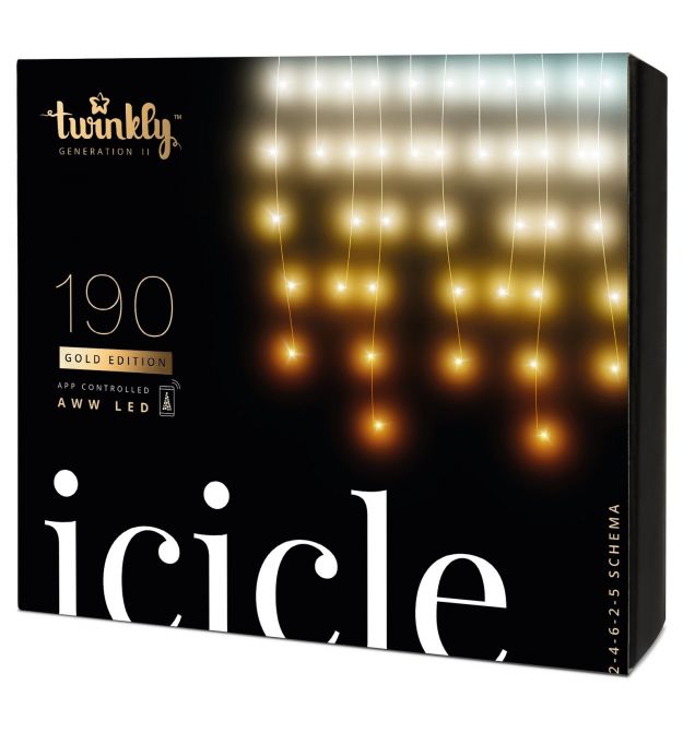 Twinkly Smart LED Гирлянда Twinkly Icicle AWW 190, Gen II, IP44, длина 5м, кабель прозрачный