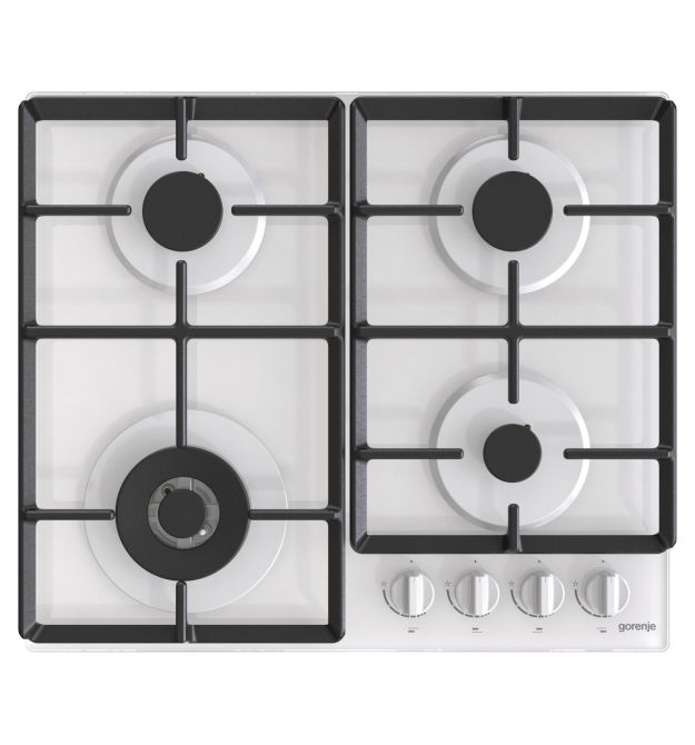 Gorenje Варочная поверхность газ на стекле, 60см, чугун, белый
