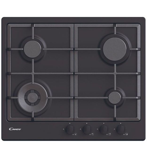 Candy Варочная поверхность газовая, 60см, чугун, конфорка с двойным рядом пламени, черный