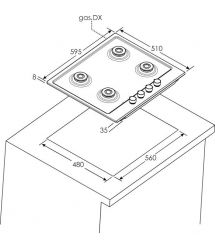 Candy Варочная поверхность газовая, 60см, чугун, конфорка с двойным рядом пламени, черный