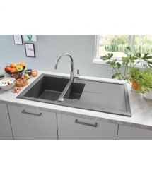 Grohe Мойка кухонная K400, гранит, прямоуг., с крылом, 1000x500x205мм, чаша - 2, врезная, черный гранит
