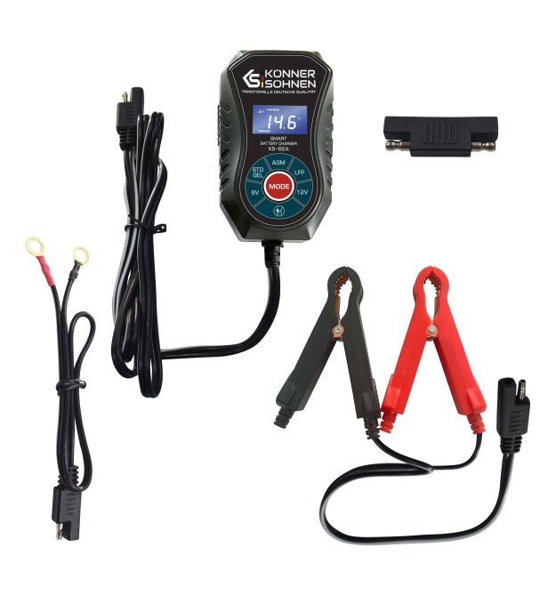 Könner & Söhnen Зарядное устройство KS-B2A с разъемом SAE, 6/12/12,8В, 2А, AC 210~ 240В ~ 50/60 Гц