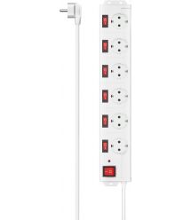 HAMA Подовжувач-фільтр мережевий 6хТип F, 3х1.5мм2, 16А, 1,4м, белый