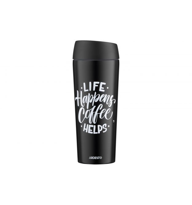 ARDESTO Термочашка Coffee Time 450 мл, нержавеющая сталь, черный