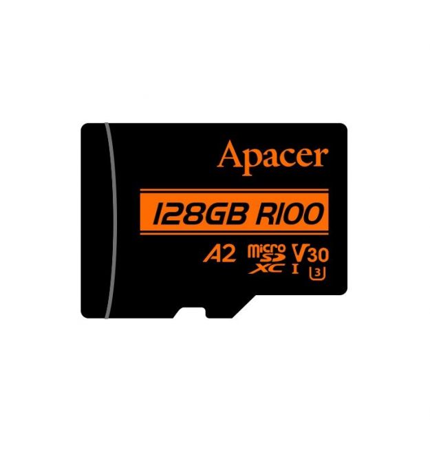 Apacer Карта памяти microSD 128GB C10 UHS-I U3 A2 R100/W80MB/s + SD