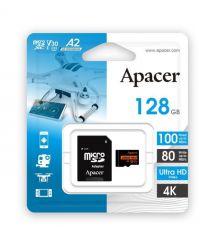 Apacer Карта памяти microSD 128GB C10 UHS-I U3 A2 R100/W80MB/s + SD