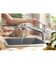 Hansgrohe Набор для кухни, гранитная мойка S520-F345 + смес. Zesis M33, серый камень-сталь