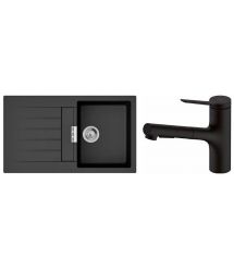 Hansgrohe Набор для кухни, гранитная мойка S520-F345 + смес. Zesis M33, черный графит-черный матовый