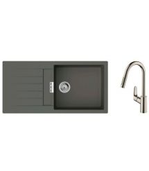Hansgrohe Набор для кухни, гранитная мойка S520-F480 + смес. Focus M41, серый камень-сталь