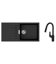Hansgrohe Набор для кухни, гранитная мойка S520-F480 + смес. Focus M41, черный графит-черный матовый