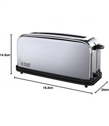 Russell Hobbs Тостер Chester, 1000Вт, металл, длинные слоты, серебристый