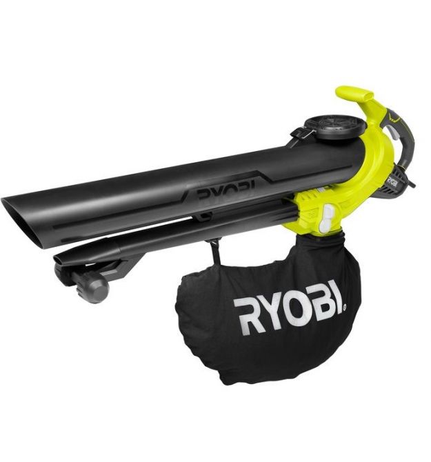 Ryobi Воздуходув-пылесос RBV3000CESV, мульчирование, 3кВт, 16 куб.м/мин, 375 км/ч, эргономичные ремни Vertebrae