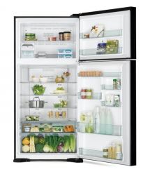 Hitachi Холодильник с верхн. мороз., 184x86х74, холод.отд.-405л, мороз.отд.-145л, 2дв., А++, NF, инв., зона нулевая, черный