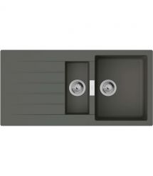 Hansgrohe Мойка кухонная S52, гранит, прямоуг., с крылом, 980х480х190мм, чаша - 1.5, врезная, серый камень