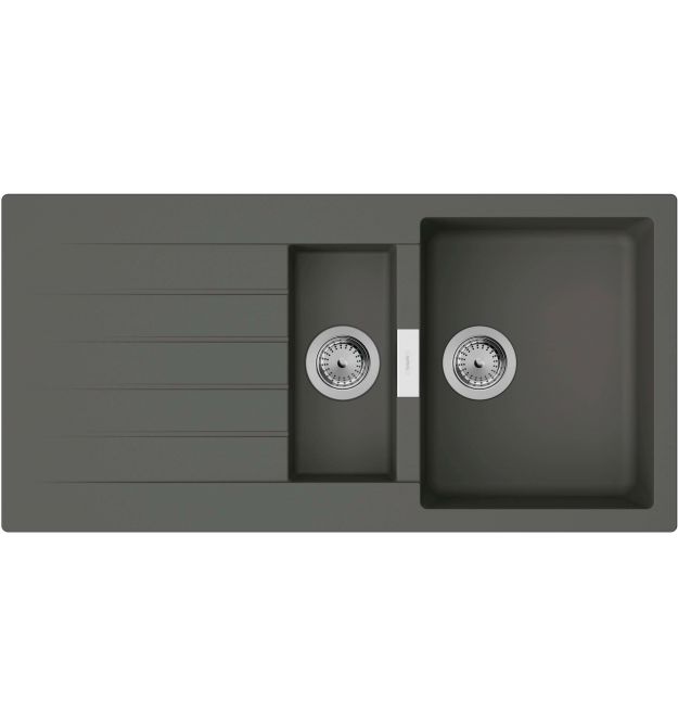 Hansgrohe Мойка кухонная S52, гранит, прямоуг., с крылом, 980х480х190мм, чаша - 1.5, врезная, серый камень