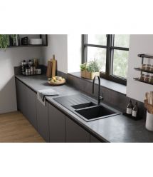 Hansgrohe Мойка кухонная S52, гранит, прямоуг., с крылом, 980х480х190мм, чаша - 1.5, врезная, серый камень