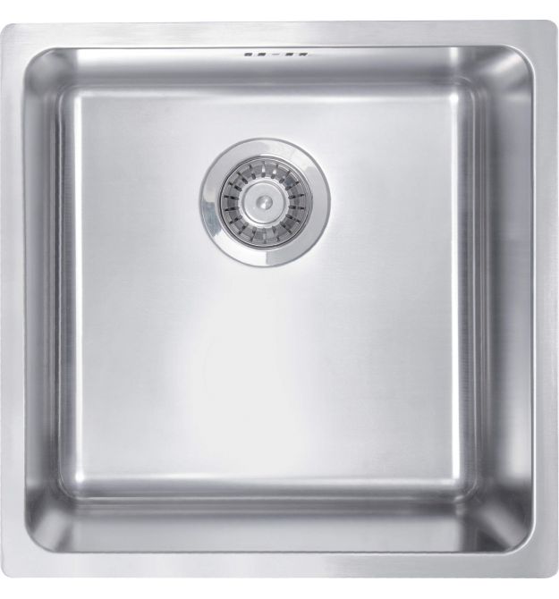 Deante Мойка кухонная Egeria, нерж.сталь, квадрат, без крыла, 440х440х200мм, чаша - 1, встраиваемая+накладная, нерж