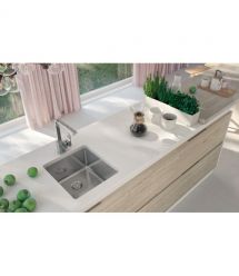 Deante Мойка кухонная Egeria, нерж.сталь, квадрат, без крыла, 440х440х200мм, чаша - 1, встраиваемая+накладная, нерж