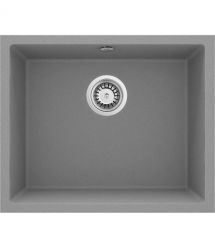 Deante Мойка кухонная Corda, гранит, квадрат, без крыла, 550х460х204мм, чаша - 1, встраиваемая, металлический серый