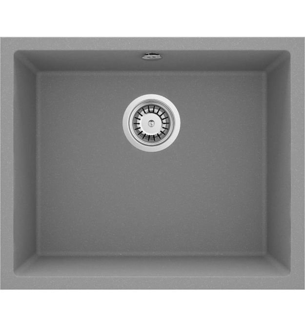 Deante Мойка кухонная Corda, гранит, квадрат, без крыла, 550х460х204мм, чаша - 1, встраиваемая, металлический серый