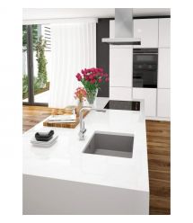 Deante Мойка кухонная Corda, гранит, квадрат, без крыла, 550х460х204мм, чаша - 1, встраиваемая, металлический серый