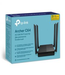 TP-Link Маршрутизатор ARCHER C64 AC1200 4xGE LAN 1xGE WAN MU-MIMO