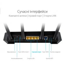 ASUS Маршрутизатор GS-AX5400 4xGE LAN 1xGE WAN 1xUSB3.2 MU-MIMO OFDMA MESH gaming