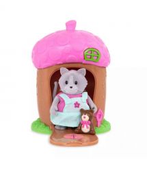Li`l Woodzeez Игровой набор - Домик c сюрпризом (розовая крыша, 1 фигурка котика, 1 аксессуар)