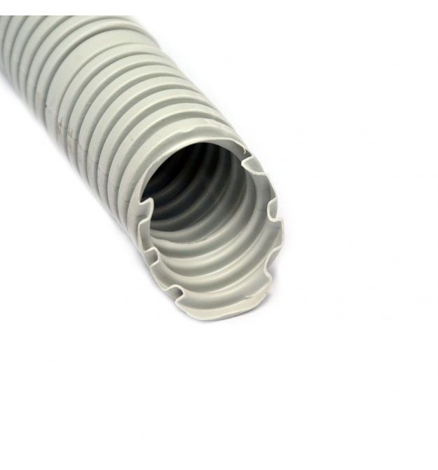 Гофро-труба D32-24.3 мм, PVC внутр. с протяжкой, 50 м, серая, KOPOS