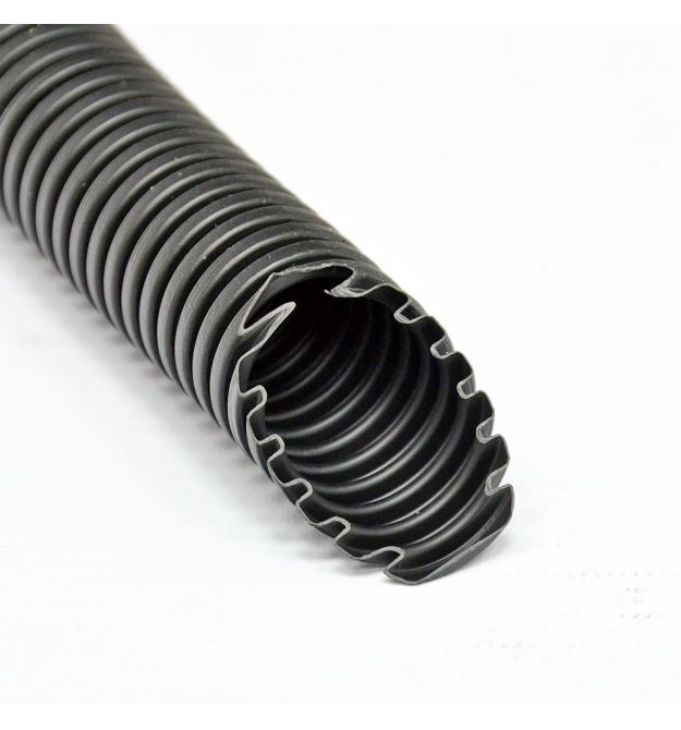 Гофро-труба D25-18.3 мм, PVC внутр.-зовнішня з протяжкою, УФ стійка, 50 м, чорна, KOPOS