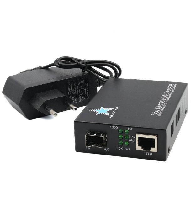 Медиаконвертер 10-100-1000BASE-T to SFP Slot 1000Base-SX-LX LFP External Power Supply