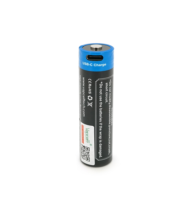 Акумулятор 18650 Li-Ion Vapcell P1840A, 4000mAh, 10A, 3.6V (2.5-4.2V), USB type-c, 2 шт. в упаковці, ціна за 1 шт
