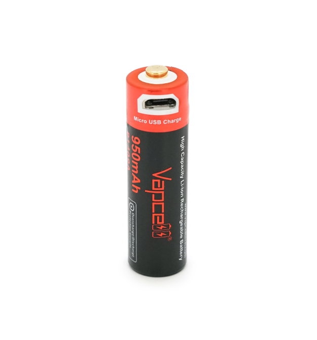 Акумулятор 14500 Li-Ion Vapcell P1409A, 950mAh, 3.6V, Micro USB