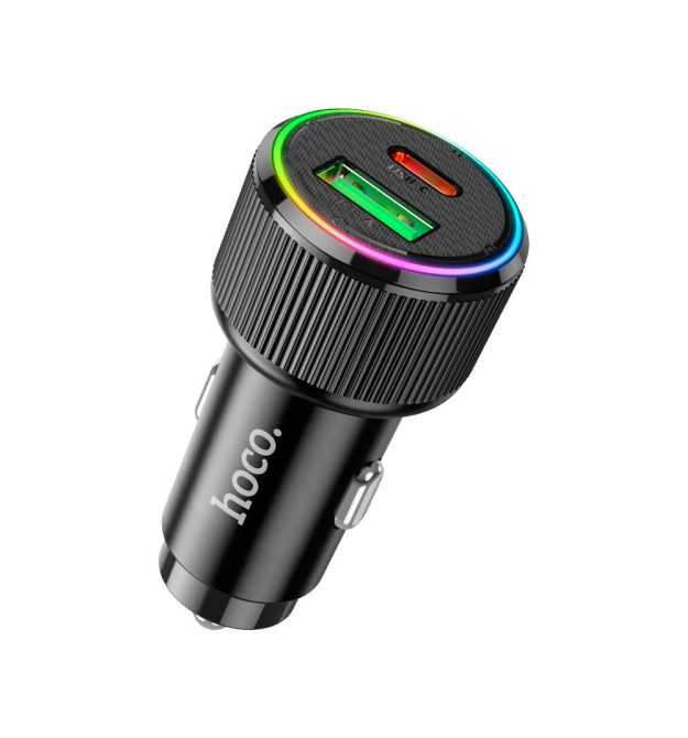 АЗУ 12-24V HOCO NZ14A, USB 3.0+USB-C, 3A, PD20W+QC3.0, Black, Box