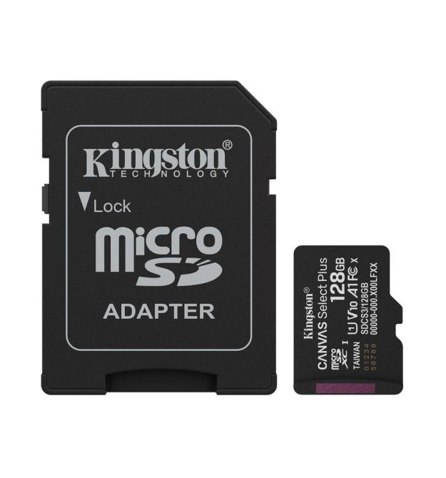 Карта пам'яті microSDXC Kingston 128GB Canvas Select Plus Class 10 UHS-I + SD-адаптер (SDCS3/128GB)
