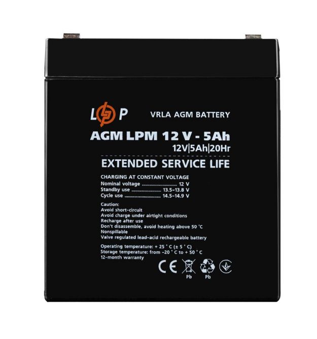 Розпродаж (3861) Акумулятор AGM LPM 12V - 5 Ah (11-2024)
