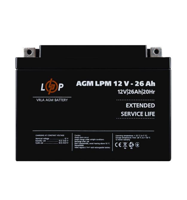 Распродажа (4134) Аккумулятор AGM LPM 12V - 26 Ah (09-2024)
