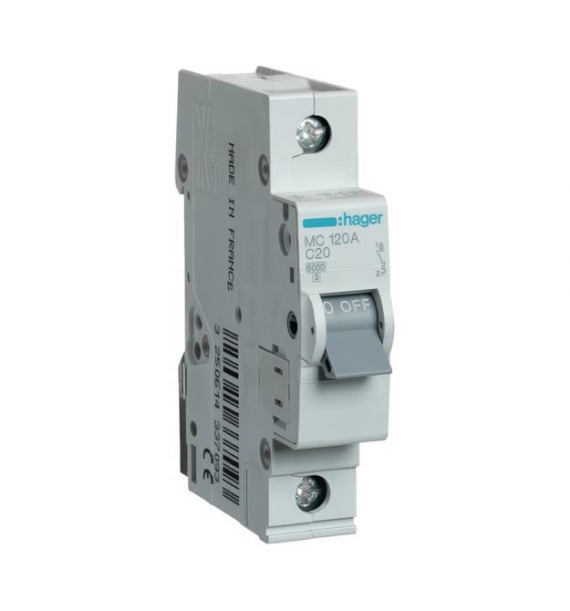 Автоматичний вимикач 1-полюсний Hager 1п C 20A 6кА 1м