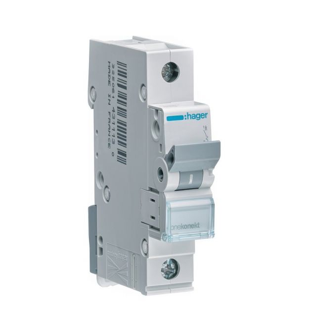 Автоматичний вимикач 1-полюсний Hager 1п С 25A 6кА (MCN125)