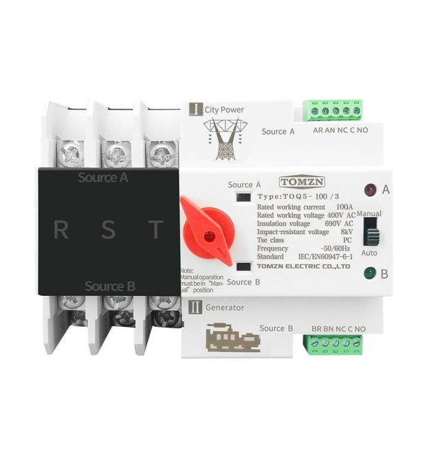Автоматичний перемикач (АВР) під DIN-рейку TOMZN TOQ5-3P 100A 3 полюси