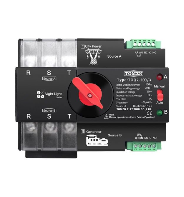 Автоматичний перемикач (АВР) під DIN-рейку TOMZN TOQ7-3P 100A 3 полюси