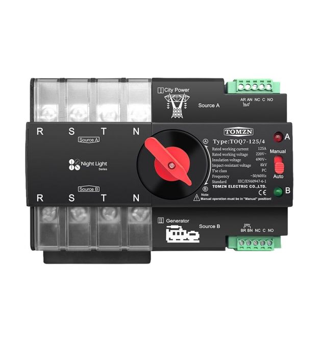Автоматичний перемикач (АВР) під DIN-рейку TOMZN TOQ7-4P 125A 4 полюси