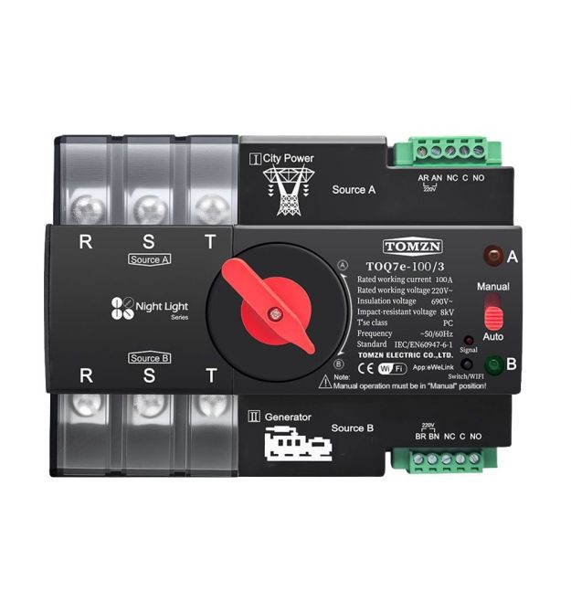 Автоматичний перемикач (АВР) під DIN-рейку з Wi-Fi TOQ7e-100-3P 100A 3 полюси