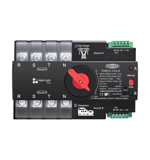 Автоматичний перемикач (АВР) під DIN-рейку з Wi-Fi TOQ7e-125-4P 125A 4 полюси