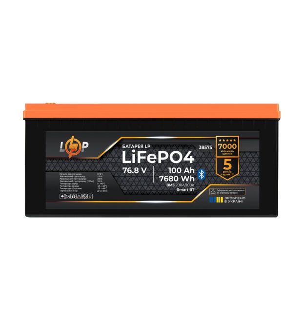 Аккумулятор LP LiFePO4 76,8V - 100 Ah (7680Wh) (BMS 200/100А) металл Smart BT