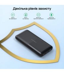 Повербанк 10000mAh Choetech B654 Black 22.5W QC3.0 PD3.0 вбудовані кабелі Type-C та Lightning