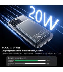 Повербанк 10000mAh Choetech B739 Black QC3.0 PD3.0 бездротова магнітна зарядка