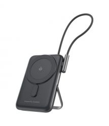 Повербанк 10000mAh Choetech B735 Black QC3.0 PD3.0 бездротова магнітна зарядка, вбудований кабель, підставка